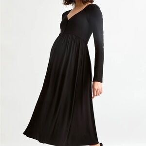 Hatch Black Softest Rib Nursing Dress